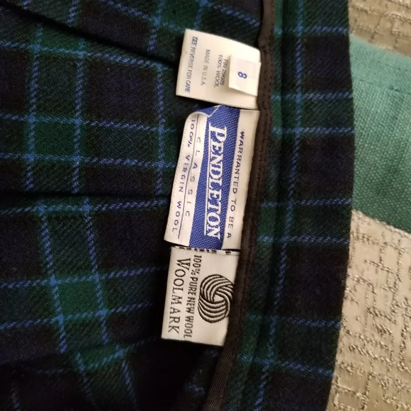 VINTAGE PENDLETON MIDI PLAID BLUE GREEN PLEATED SK